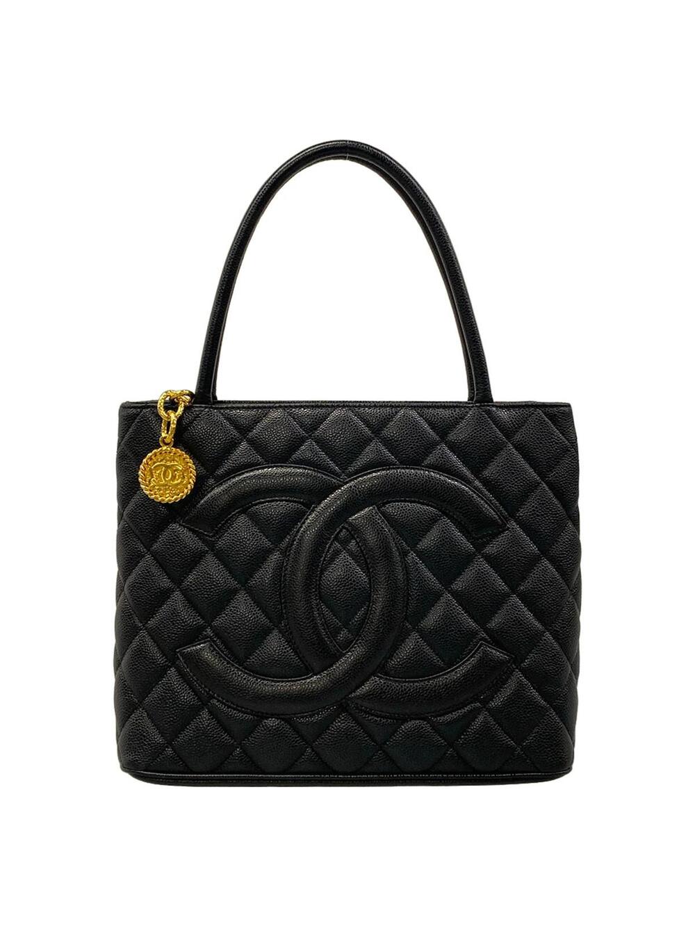 Chanel Caviar Medallion Tote Black #342355C23B
